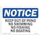 Signmission Sign, 7" H, 10" W, Rigid Plastic, Keep Out Of Pond No Swimming No Fishing No Boating Sign, Landscape OS-NS-P-710-L-13850 - alternate 1